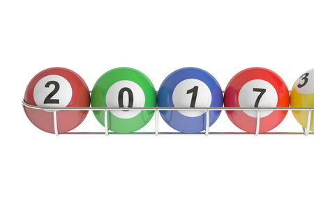 Lottery balls 2017, 3D rendering isolated on white background