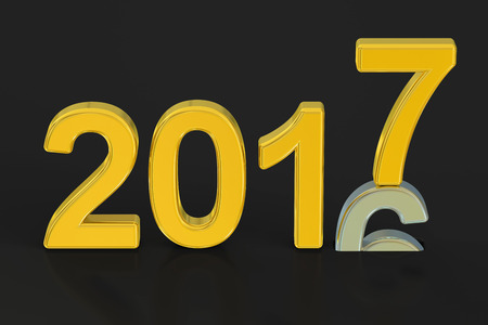 Happy New Year 2017, 3D rendering isolated on black background