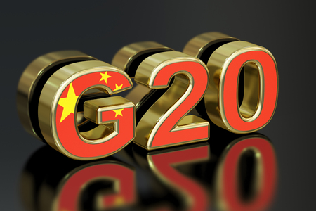 Summit G20 in China meeting concept, 3D renderingの写真素材