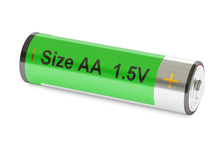Battery size AA, 3D rendering isolated on white background