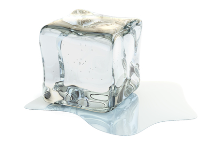 Ice Cube Melting, 3D renderingの写真素材