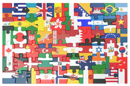 puzzles from flags, 3D renderingの写真素材