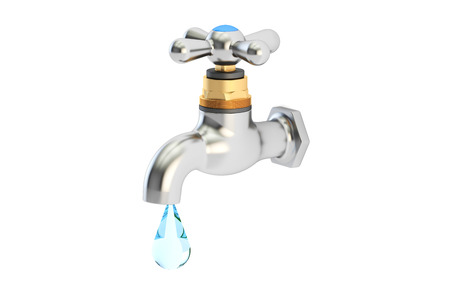 Save water concept, 3D rendering isolated on white backgroundの写真素材