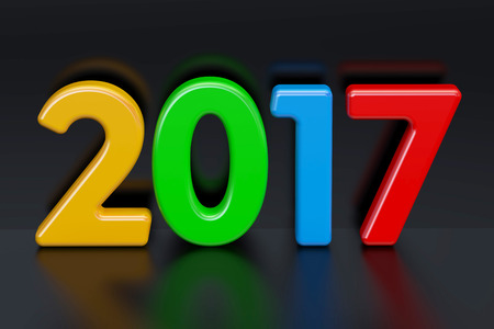 Happy New Year 2017 concept, 3D rendering isolated on black background
