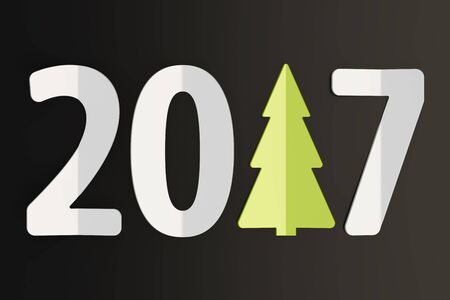 2017 Christmas and New Year concept, 3D rendering isolated on black background