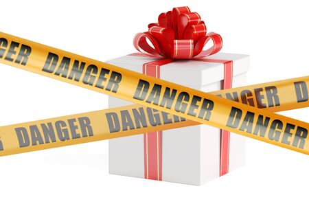 dangerous gift box concept, 3D rendering isolated on white background