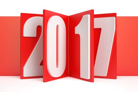 2017 New Year concept, 3D rendering isolated on white backgroundの写真素材