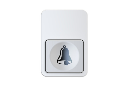 White doorbell button, 3D rendering isolated on white backgroundの写真素材