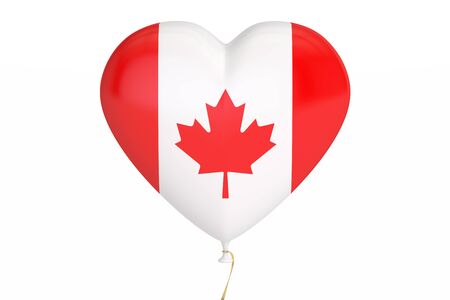 balloon with Canada flag in the shape of heart, 3D renderingの写真素材