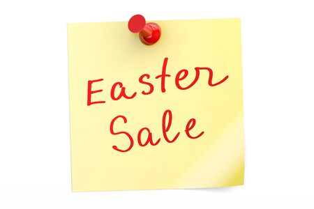 Easter Sale text on a sticky note, 3D renderingの写真素材