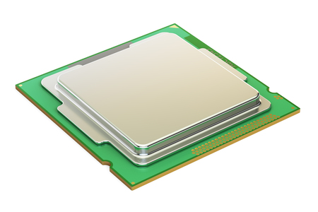 CPU computer processor unit, 3D rendering isolated on white backgroundの写真素材