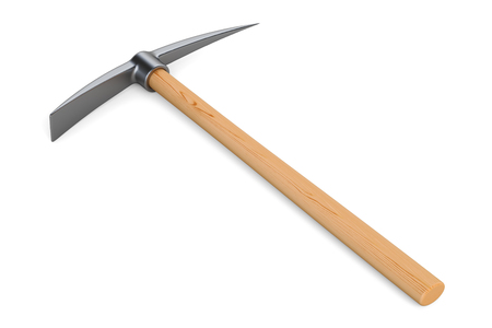 pickaxe, 3D rendering isolated on white backgroundの写真素材
