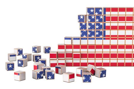 USA flag from many cubes, 3D renderingの写真素材