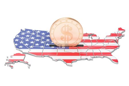 Investments in the USA, business concept. 3D renderingの写真素材