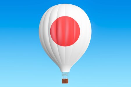 Hot air balloon with Japanese flag, 3D renderingの写真素材