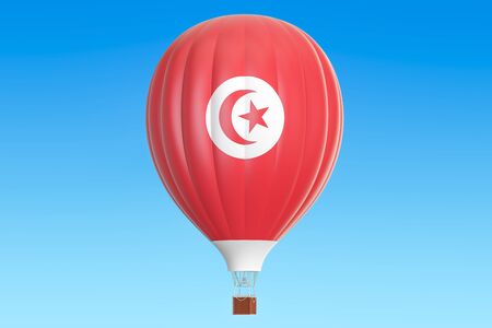 Hot air balloon with Tunisia flag, 3D renderingの写真素材