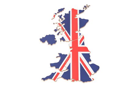 Great Britain map closeup, 3D rendering isolated on white backgroundの写真素材