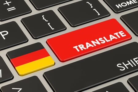 Translate concept on keyboard with German flag, 3D renderingの写真素材