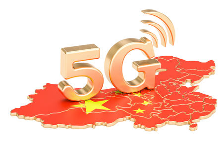 5G in China concept, 3D rendering isolated on white backgroundの写真素材