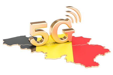 5G in Belgium concept, 3D rendering isolated on white backgroundの写真素材