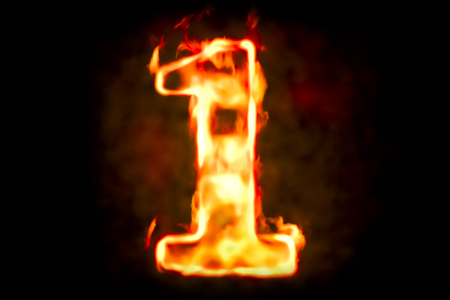 Fire number 1 of burning flame light, 3D renderingの写真素材