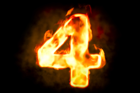 Fire number 4 of burning flame light, 3D renderingの写真素材
