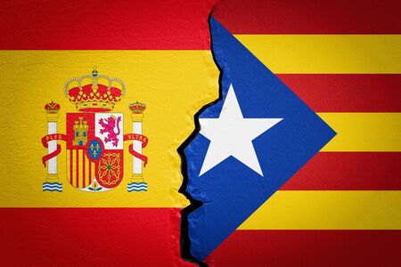 Spain and Catalonia independence concept. 3D rendering