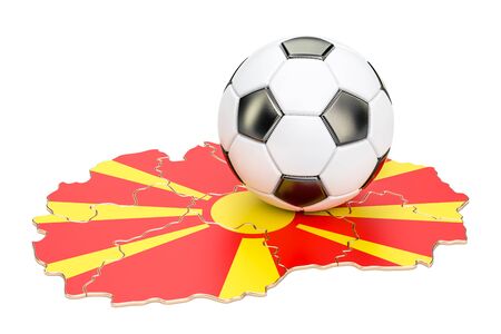 Football ball with map of Macedonia concept, 3D renderingの写真素材