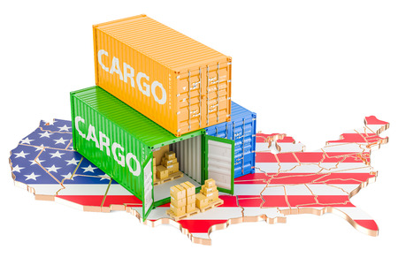 Cargo Shipping and Delivery from USA isolated on white backgroundの写真素材