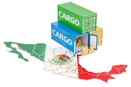 Cargo Shipping and Delivery from Mexico isolated on white backgroundの写真素材