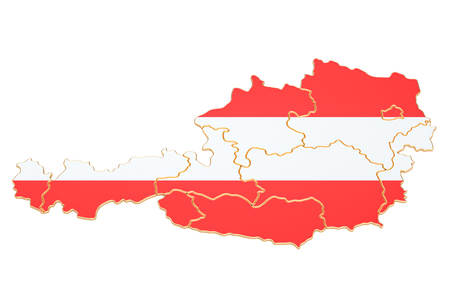 Map of Austria, 3D rendering isolated on white backgroundの写真素材