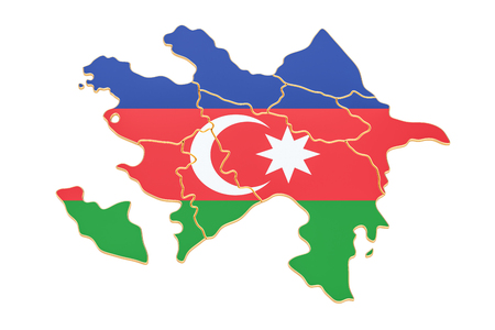 Map of Azerbaijan, 3D rendering isolated on white backgroundの写真素材