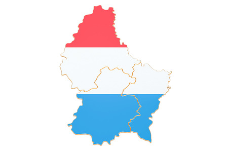 Map of Luxembourg, 3D rendering isolated on white backgroundの写真素材