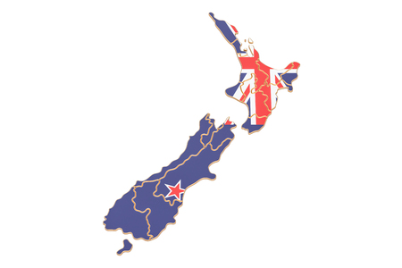 Map of New Zealand, 3D rendering isolated on white backgroundの写真素材