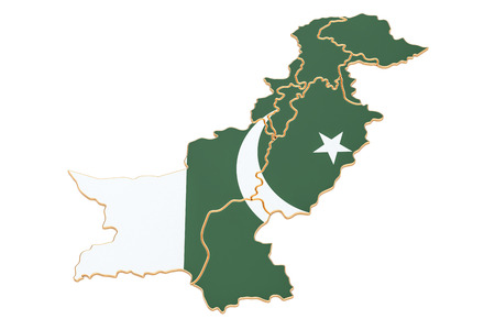 Map of Pakistan, 3D rendering isolated on white backgroundの写真素材