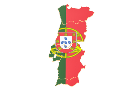 Map of Portugal, 3D rendering isolated on white backgroundの写真素材