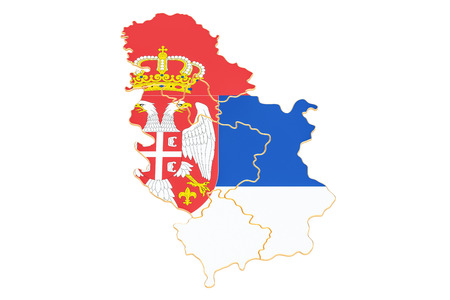 Map of Serbia, 3D rendering isolated on white backgroundの写真素材
