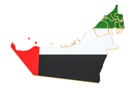Map of UAE, 3D rendering isolated on white backgroundの写真素材