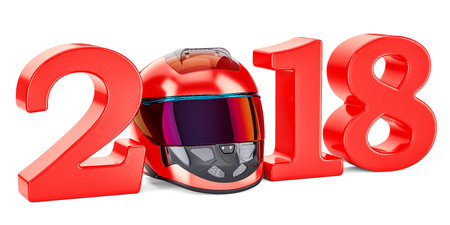 Racing season 2018 concept, 3D rendering isolated on white backgroundの写真素材