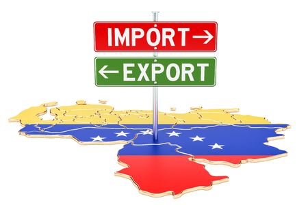 Import and export in Venezuela concept, 3D rendering isolated on white backgroundの写真素材