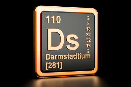 Darmstadtium Ds, chemical element. 3D rendering isolated on black backgroundの写真素材