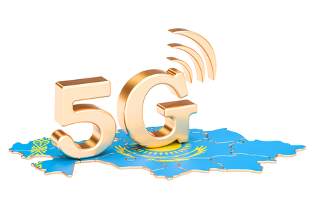 5G in Kazakhstan concept, 3D rendering isolated on white backgroundの写真素材