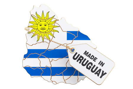 Made in Uruguay concept, 3D rendering isolated on white backgroundの写真素材