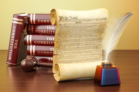 Constitution of the United States concept on the wooden table. 3D renderingの写真素材