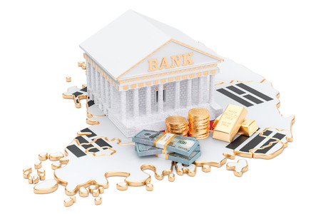 Banking system in South Korea concept. 3D rendering isolated on white backgroundの写真素材