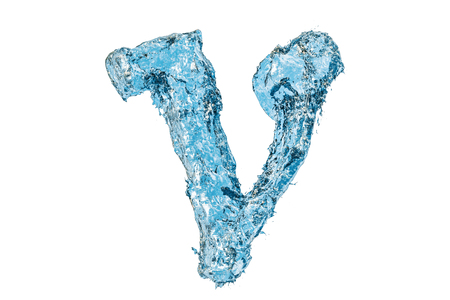 Water Greek letter nu, 3D rendering isolated on white backgroundの写真素材