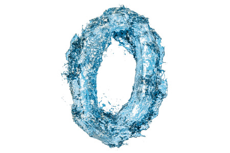 Water Greek letter omicron, 3D rendering isolated on white backgroundの写真素材