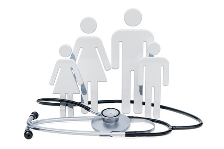 Family healthcare and medical insurance concept. 3D renderingの写真素材