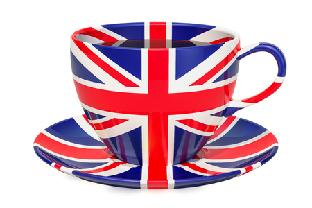 Cup of tea with a flag of Great Britain, 3D renderingの写真素材