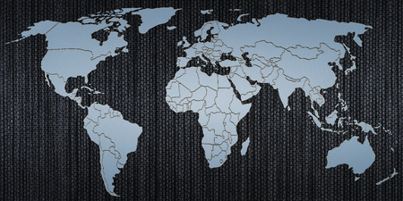 Map of Earth from metal, 3D renderingの写真素材